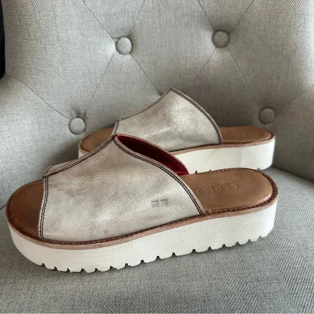 Bed Stu Fairlie II leather platform slides size 8.6 nectar lux